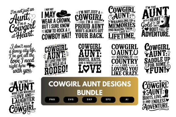 Cowgirl Aunt SVG Bundle Graphics for Crafts & Branding