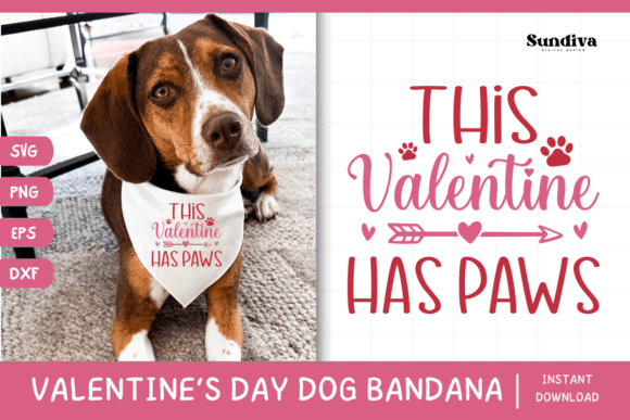 Cute Valentine s Day Dog Bandana Quote 3 Graphics in Crafts