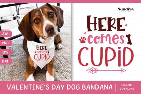 Cute Valentines Day Dog Bandana Quote 14 Graphics for Crafts
