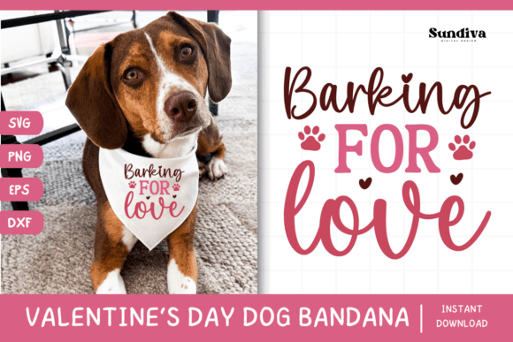 Cute Valentines Day Dog Bandana Quote 20 Graphics in Crafts