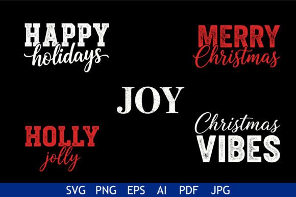 Festive Christmas Holiday Quote Set for Graphics and Crafts