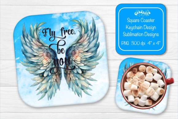 Square Coaster Sublimation Png Quote Fly for Graphics & Crafts